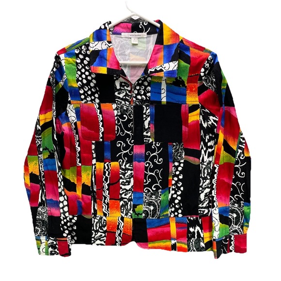 erin london Jackets & Blazers - Vintage Erin London Jacket Medium Colorful Art Full Zip Lightweight